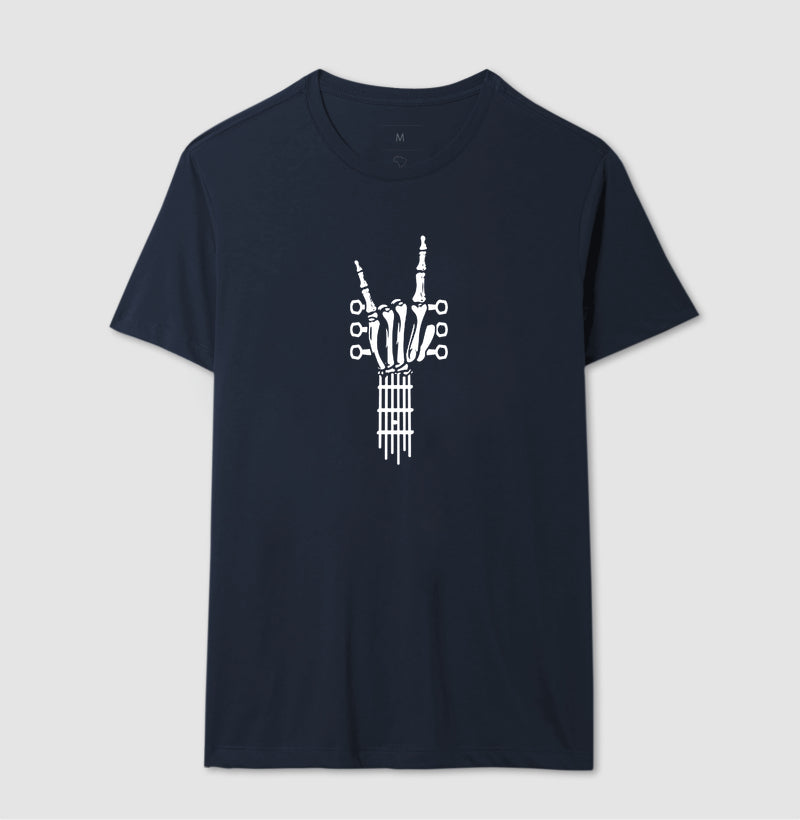 Camiseta Braço de Guitarra em Esqueleto