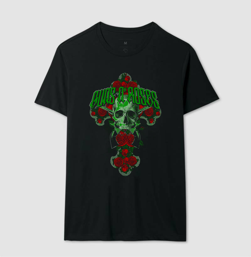 Camiseta Guns N’ Roses Rosas na Cruz