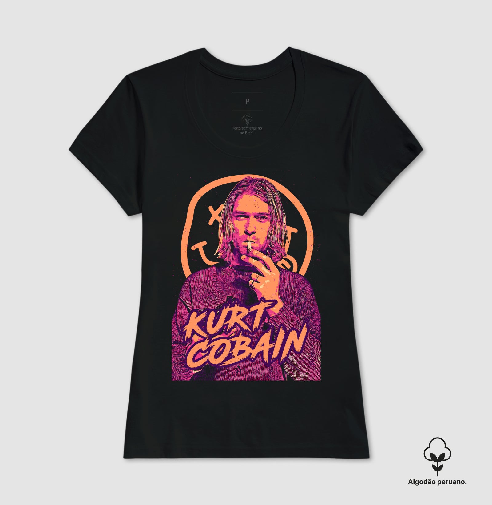 Camiseta Nirvana Kurt Cobain Algodão Peruano