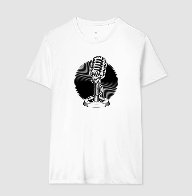 Camiseta Microfone com Disco de Vinil