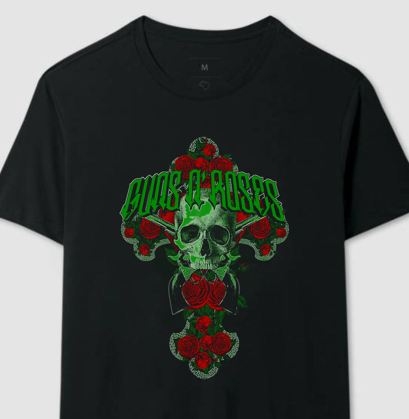 Camiseta Guns N’ Roses Rosas na Cruz