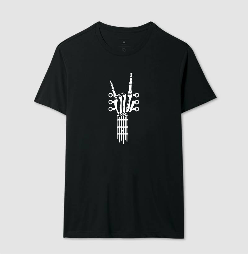 Camiseta Braço de Guitarra em Esqueleto