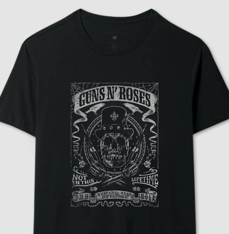 Camiseta Guns N' Roses Caveira Silhueta
