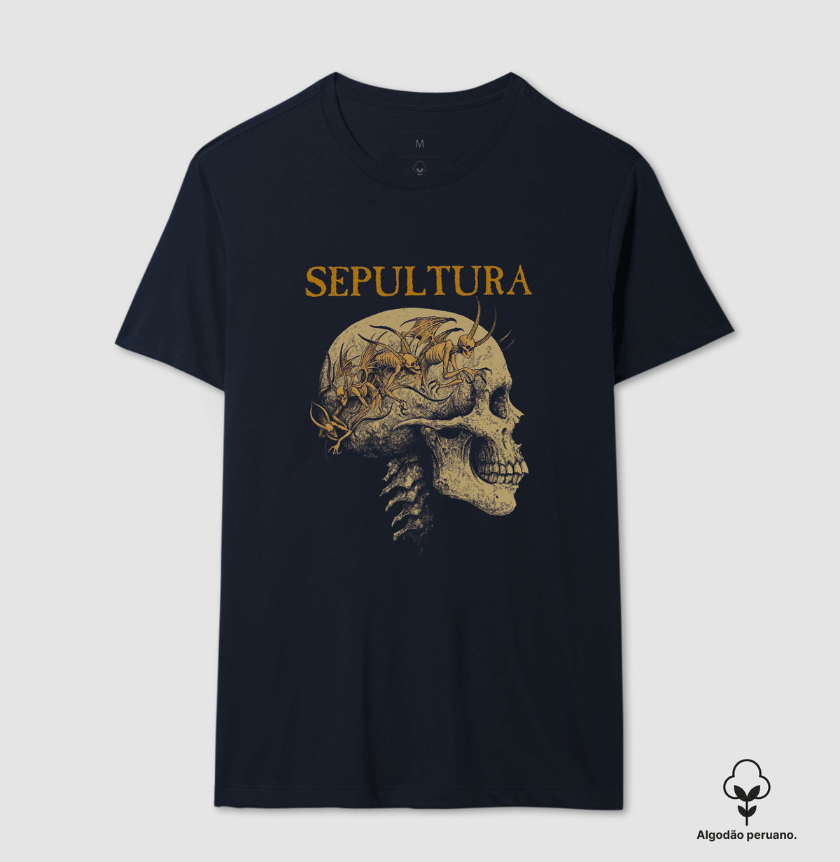 Camiseta Caveira Sepultura Algodão Peruano
