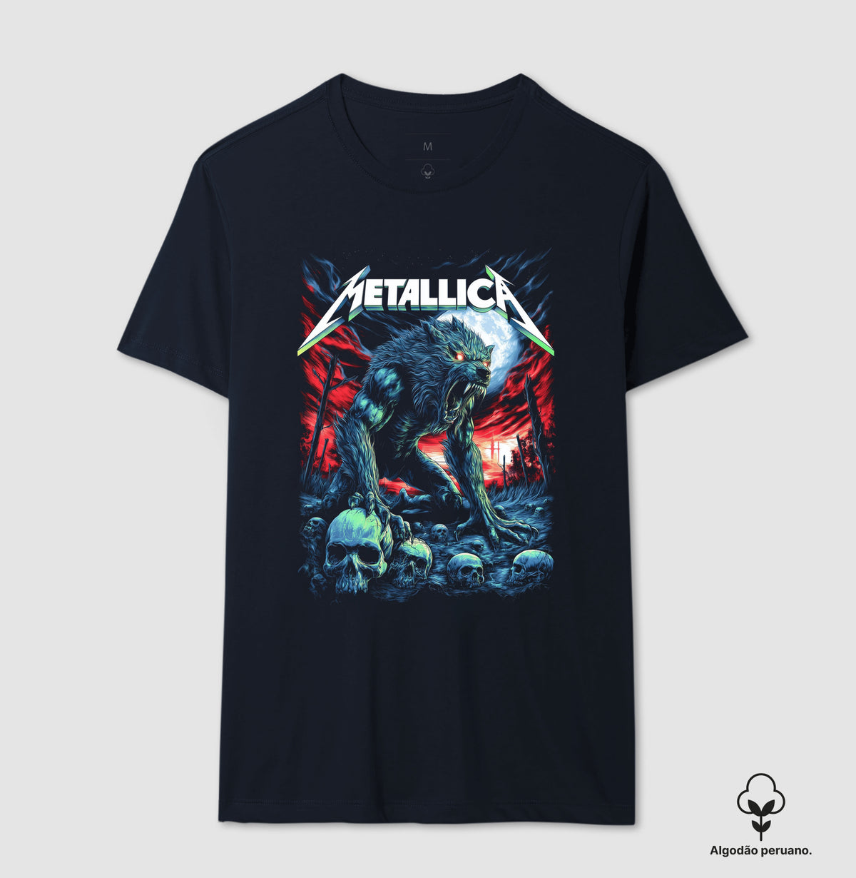 Camiseta Metallica Lobo Algodão Peruano