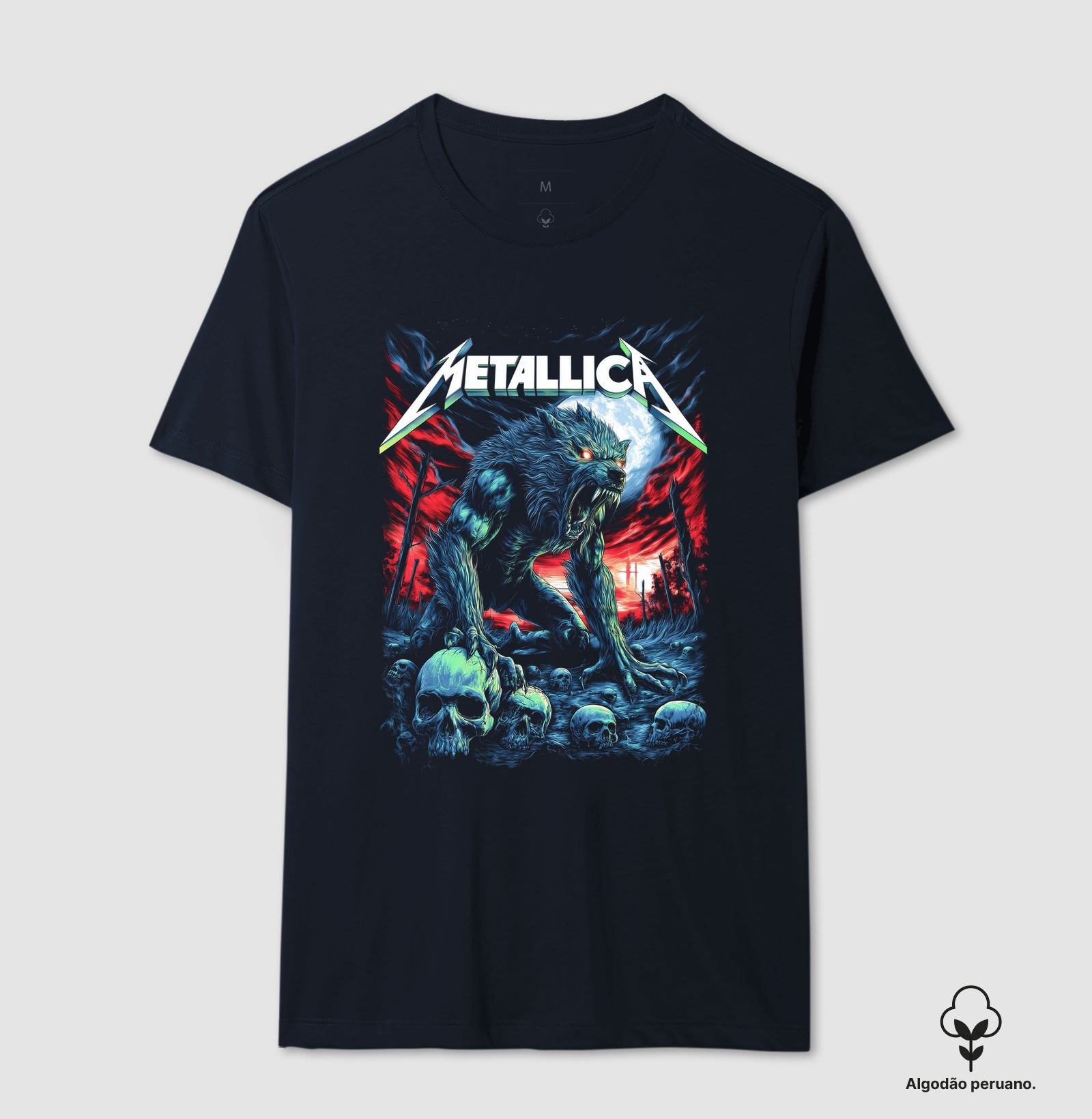 Camiseta Metallica Lobo Algodão Peruano