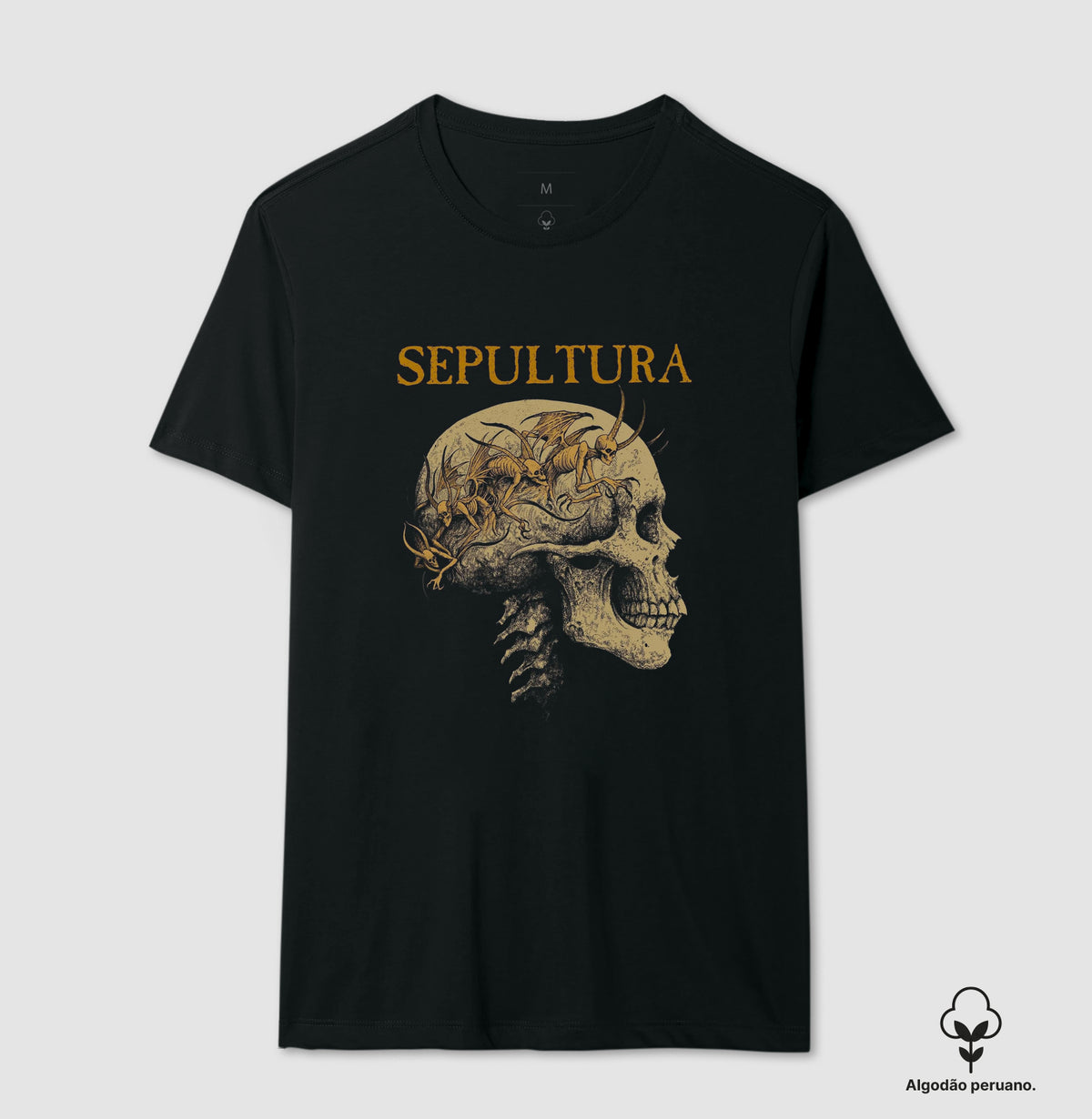 Camiseta Caveira Sepultura Algodão Peruano