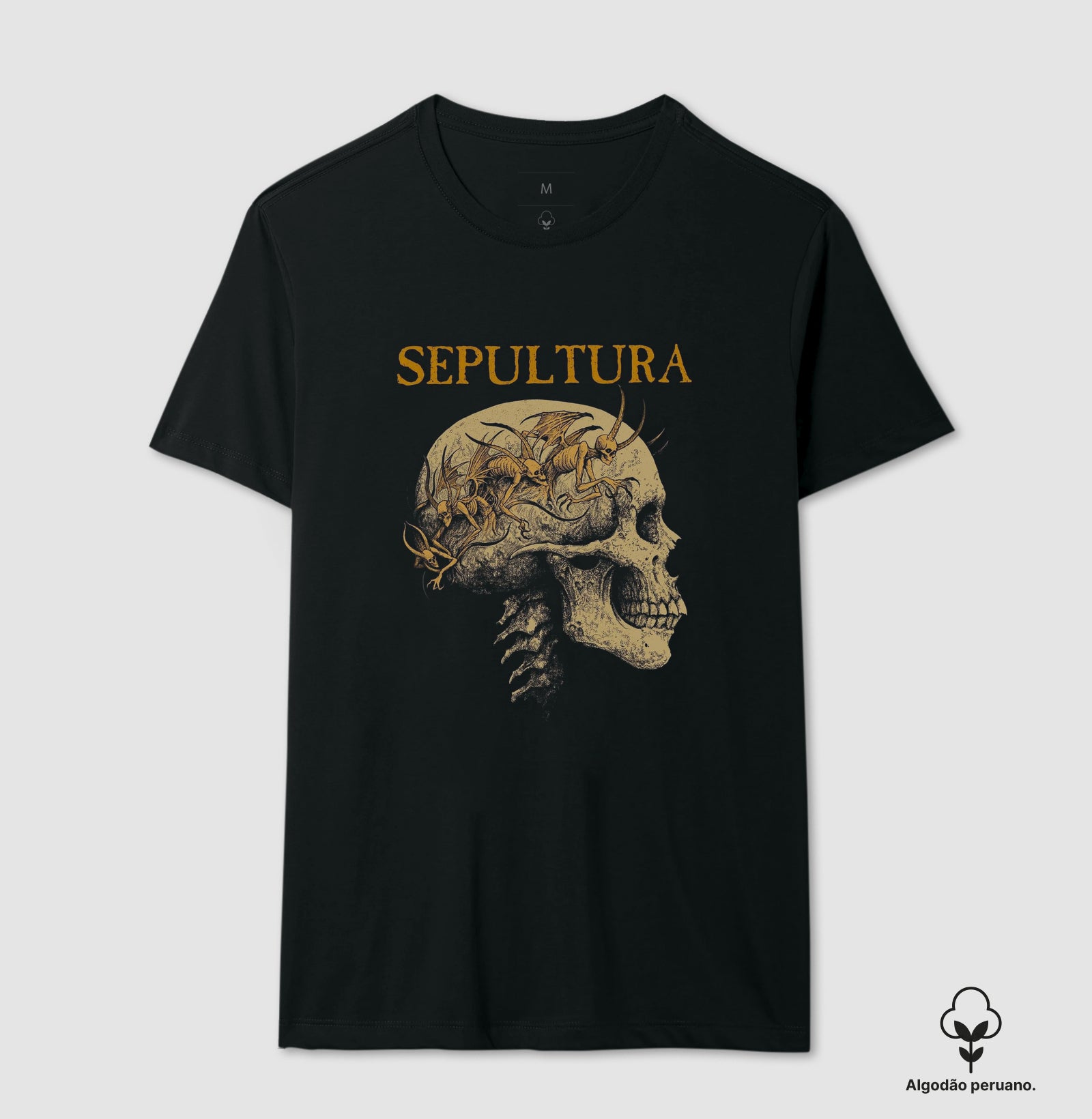 Camiseta Caveira Sepultura Algodão Peruano