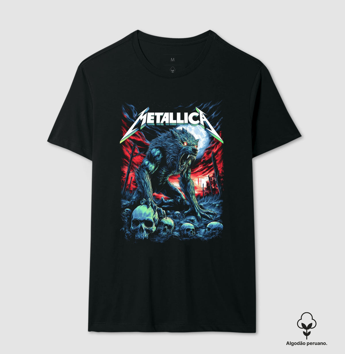 Camiseta Metallica Lobo Algodão Peruano
