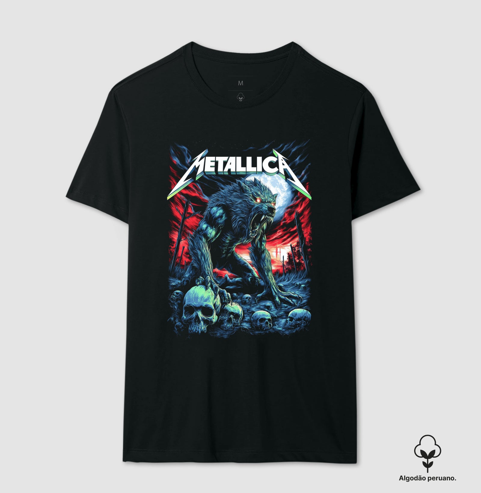 Camiseta Metallica Lobo Algodão Peruano