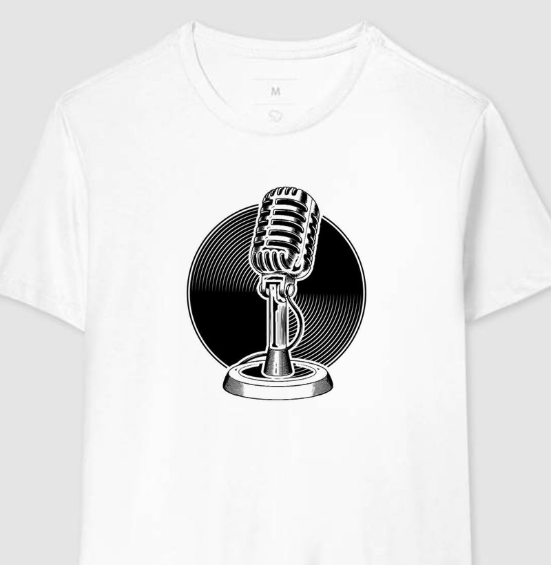 Camiseta Microfone com Disco de Vinil