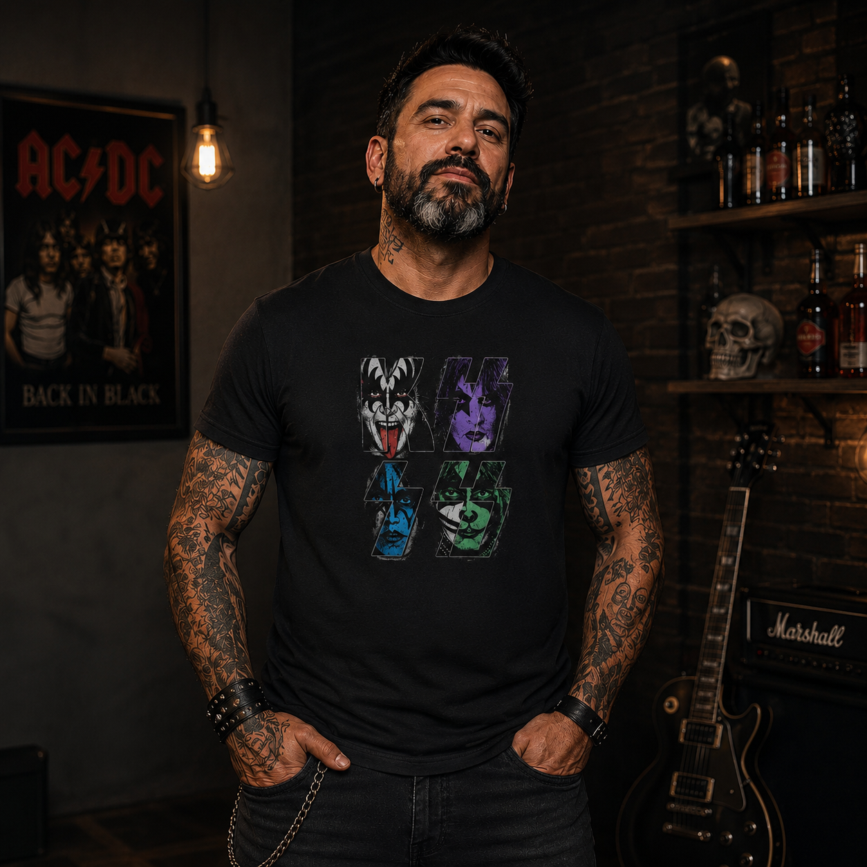 Camiseta Kiss Faces Desenhadas