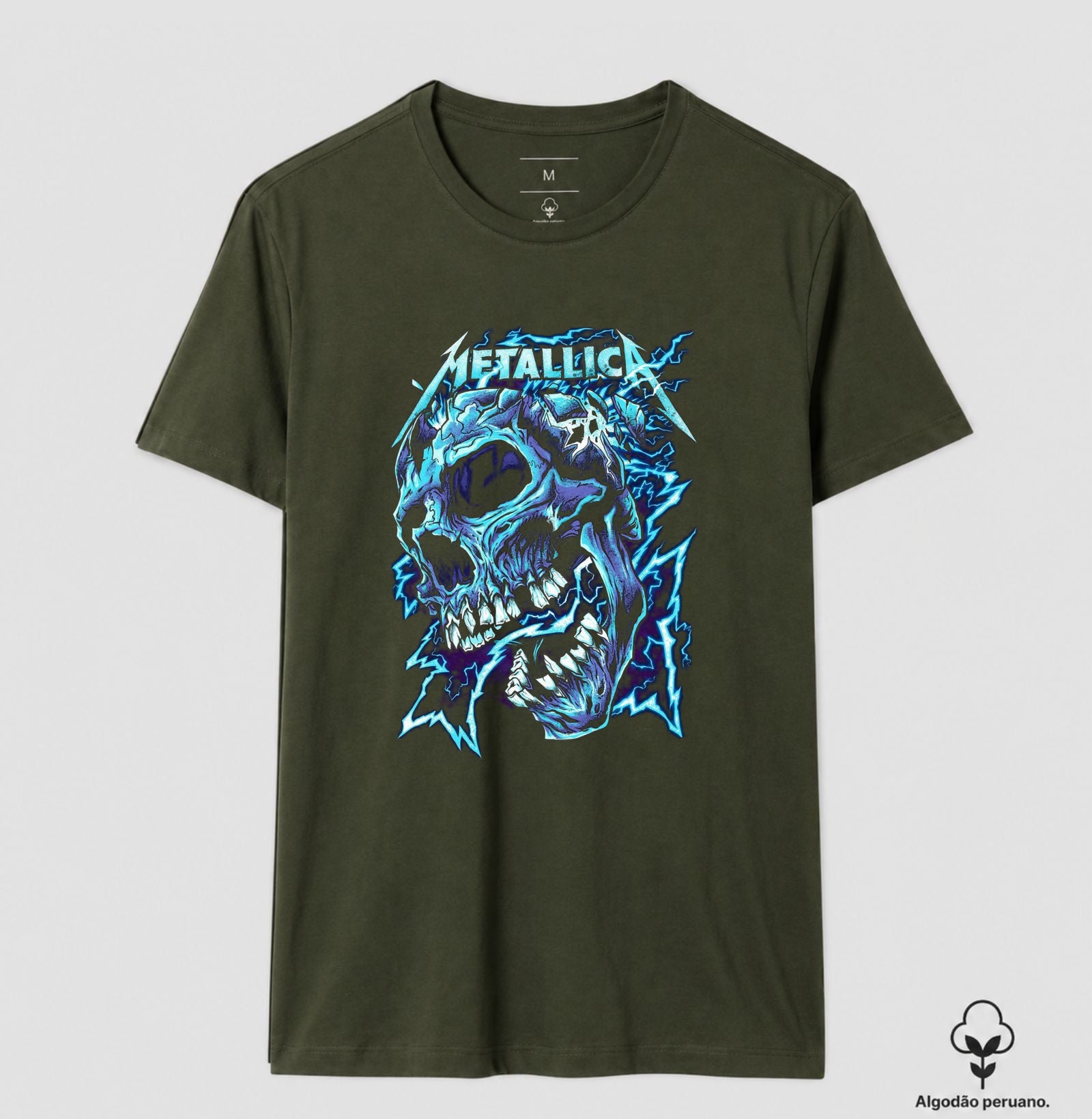 Camiseta Metallica Caveira Algodão Peruano