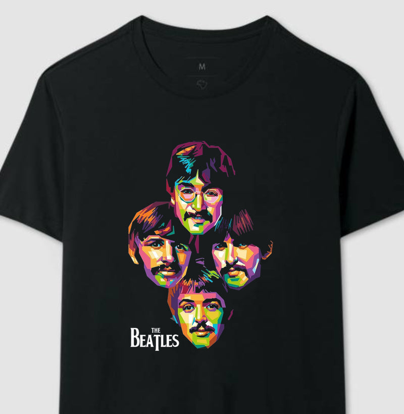 Camiseta Beatles Retrato Geométrico