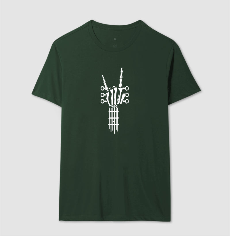 Camiseta Braço de Guitarra em Esqueleto