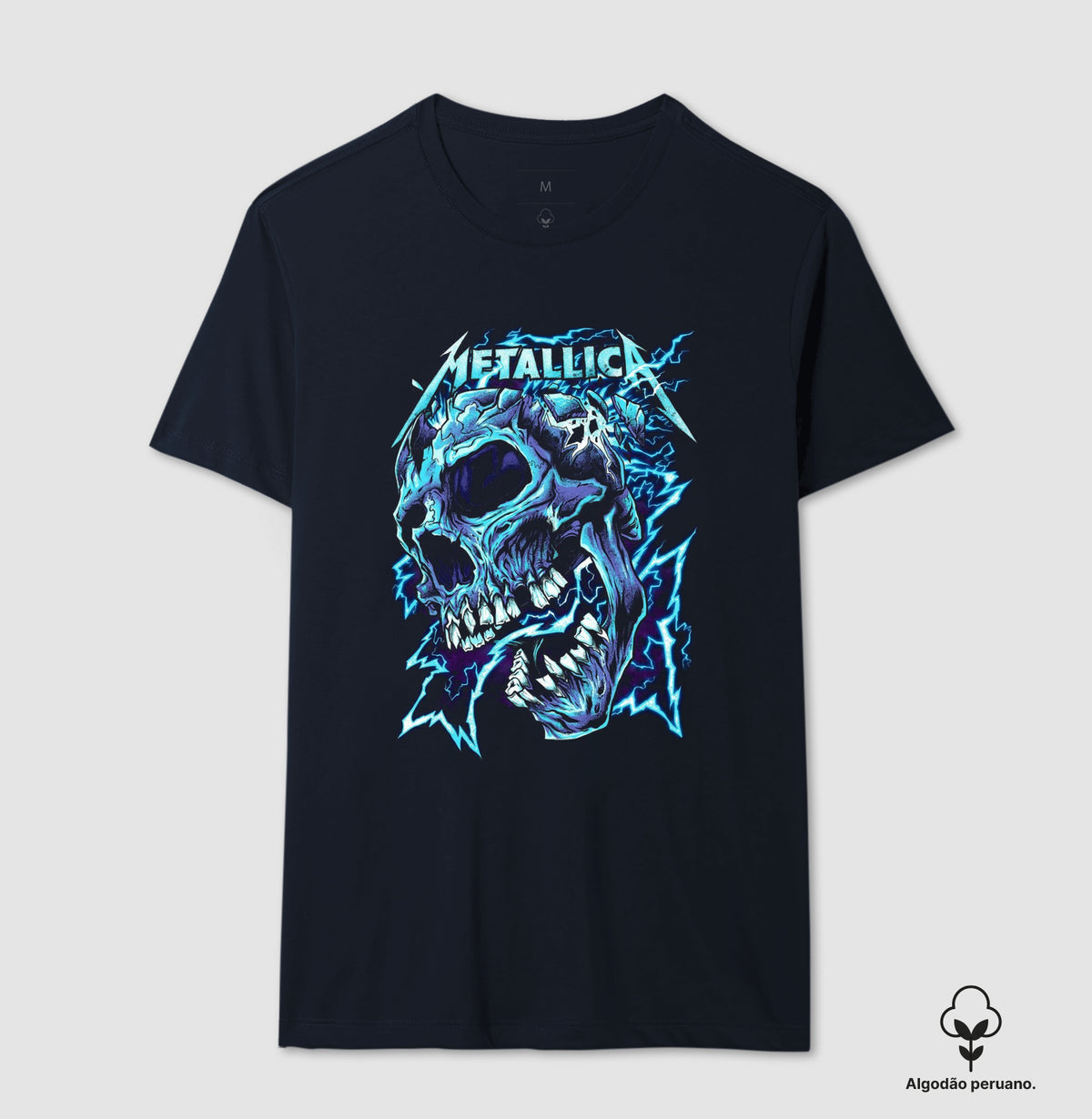 Camiseta Metallica Caveira Algodão Peruano