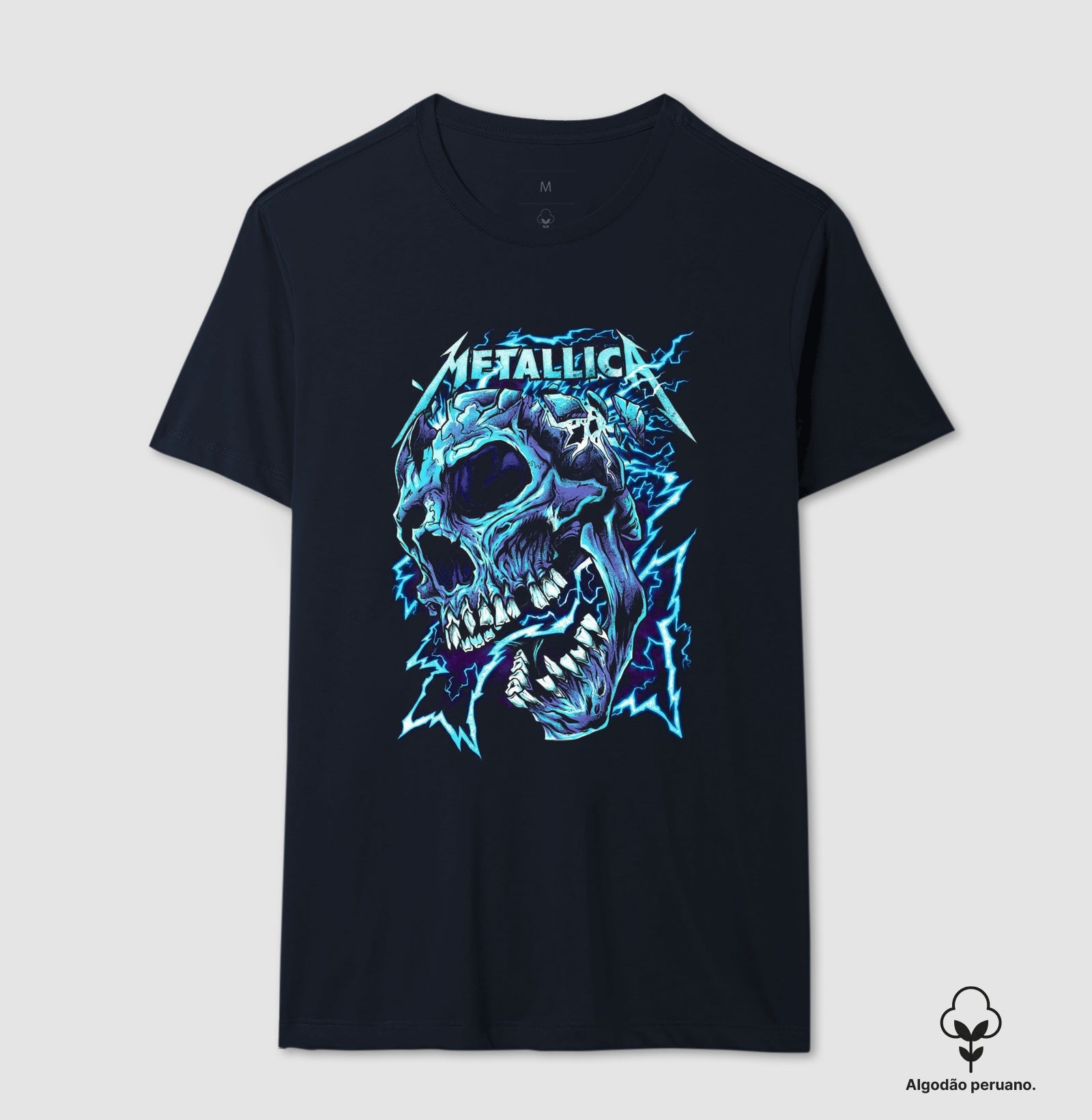 Camiseta Metallica Caveira Algodão Peruano