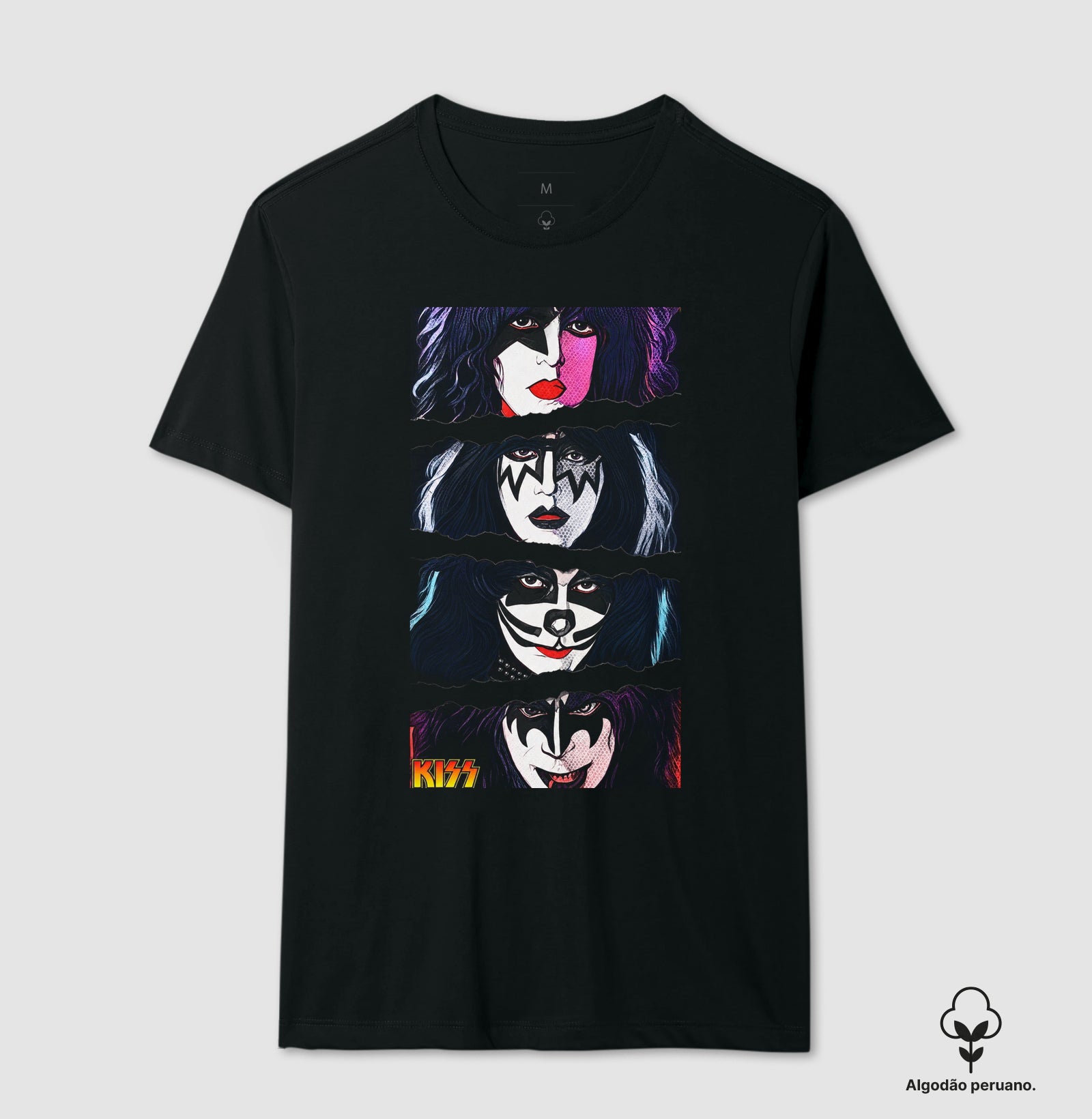 Camiseta Kiss Quatro Faces Algodão Peruano
