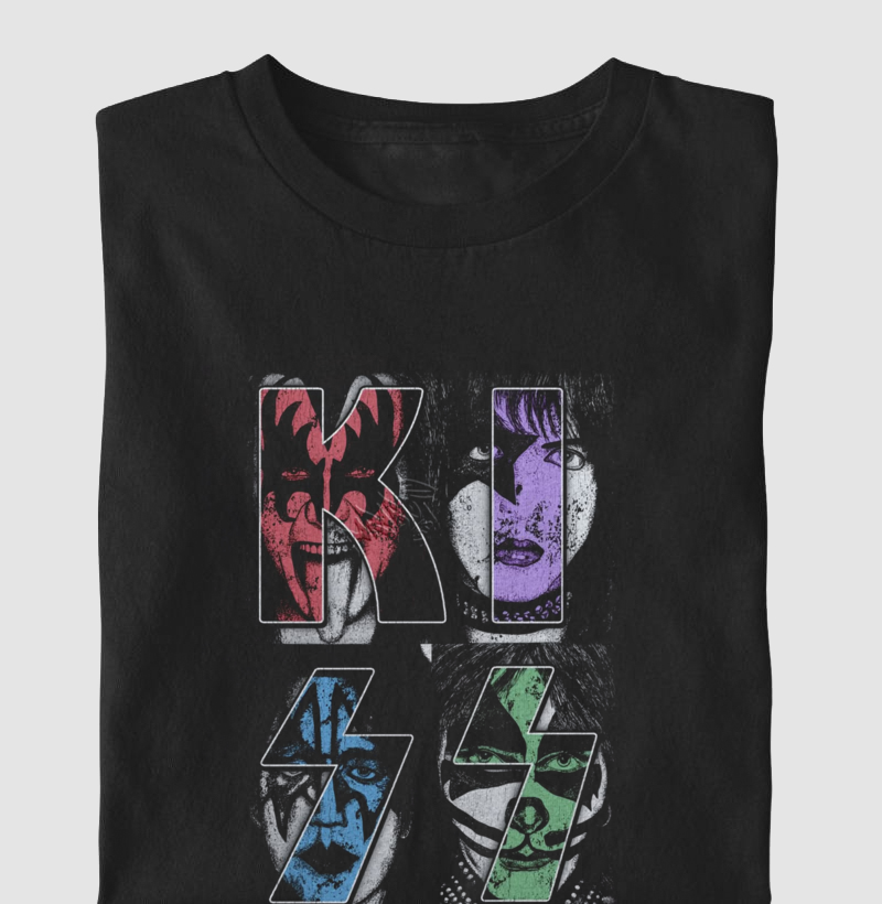 Camiseta Kiss Faces Desenhadas