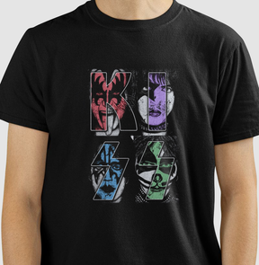 Camiseta Kiss Faces Desenhadas